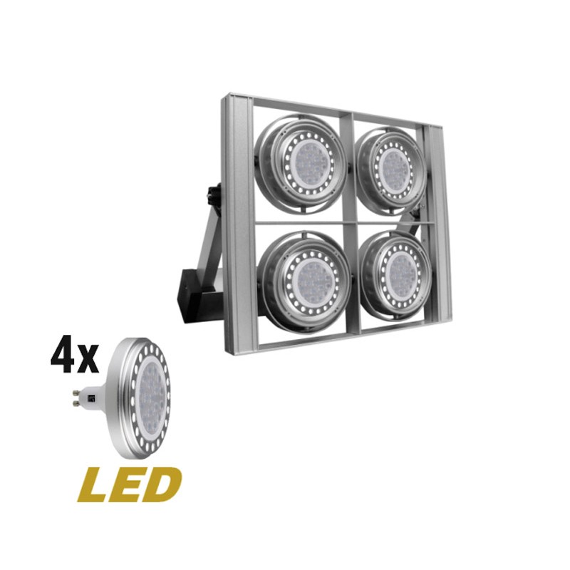 ΦΩΤΙΣΤΙΚΟ ΟΡΟΦΗΣ ΤΕΤΡΑΓΩΝΟ GU10 LED 4x12W ΠΛΗΡΗ ΓΚΡΙ
