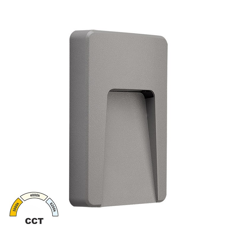 LED ΦΩΤΙΣΤΙΚΟ PC ΕΠΙΤΟΙΧΟ ΕΜΜΕΣΟΥ ΟΡΘΟΓΩΝΙΟ 3W CCT IP65 ΓΚΡΙ