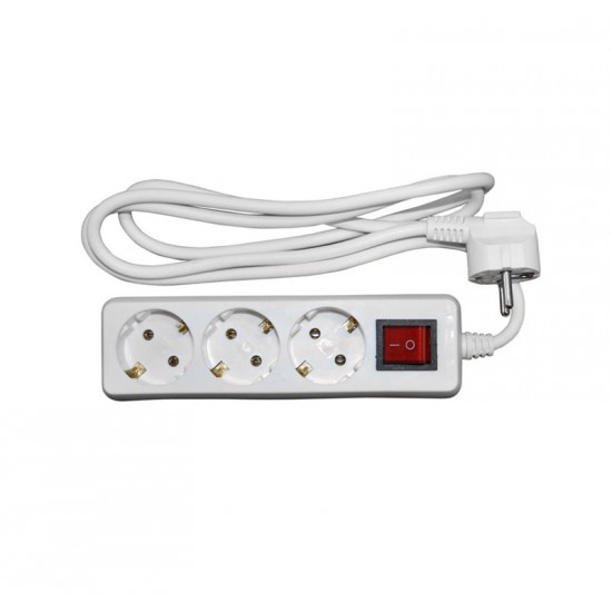 ΠΟΛΥΠΡΙΖΟ ΜΕ ΔΙΑΚΟΠΤΗ+ΚΑΛΩΔΙΟ 3x1mm² 1.5μ 3 ΣΟΥΚΟ ΛΕΥΚΟ