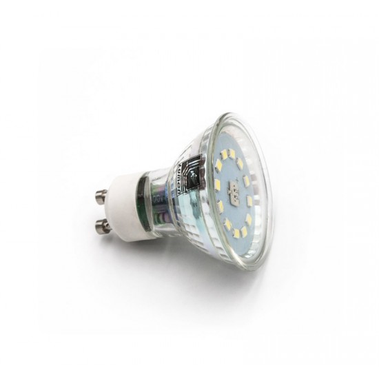 LED ΛΑΜΠΑ GU10 ΓΥΑΛΙΝΟ 5W 230V 105° ΛΕΥΚΟ 4000Κ