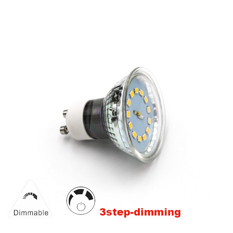 LED ΛΑΜΠΑ GU10 ΓΥΑΛΙΝΟ 5W 230V 105° ΝΤΙΜΑΡΙΖΟΜΕΝΗ 3ΕΠΙΠΕΔΩΝ ΨΥΧΡΟ