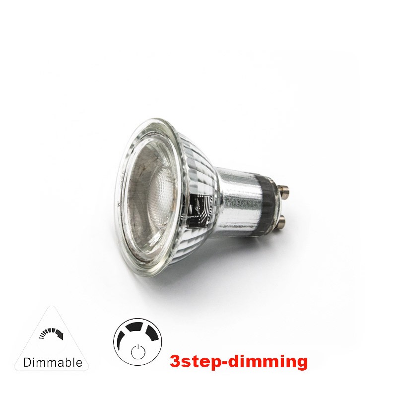 LED ΛΑΜΠΑ GU10 ΓΥΑΛΙΝΟ 6W 230V 40° ΝΤΙΜΑΡ.3 ΕΠΙΠΕΔΩΝ ΘΕΡΜΟ