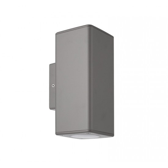 ΣΠΟΤ PC ΕΠΙΤΟΙΧΟ ΔΙΠΛΗΣ ΚΑΤΕΥΘ.ΤΕΤΡΑΓΩΝΟ D:76mm 2xGU10 IP54 ΓΚΡΙ