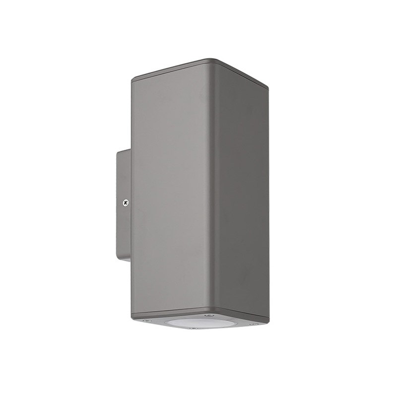 ΣΠΟΤ PC ΕΠΙΤΟΙΧΟ ΔΙΠΛΗΣ ΚΑΤΕΥΘ.ΤΕΤΡΑΓΩΝΟ D:76mm 2xGU10 IP54 ΓΚΡΙ