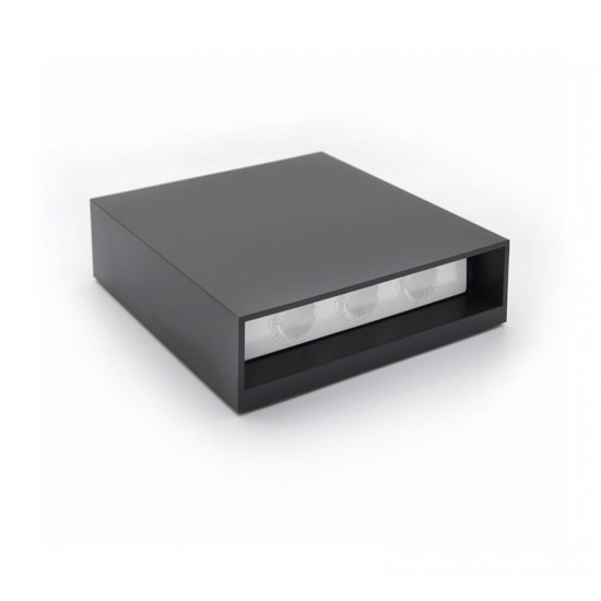 LED ΦΩΤΙΣΤΙΚΟ PC ΤΕΤΡΑΓΩΝΟ ΔΙΠΛΗΣ ΚΑΤΕΥΘΥΝ.6W 3000Κ IP65 ΓΡΑΦΙΤΗΣ