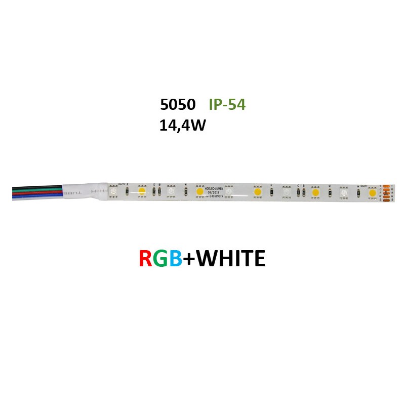 ΤΑΙΝΙΑ LED 5m 24VDC 14.4W/m 5050 60LED RGB&ΛΕΥΚΟ 4000K IP54
