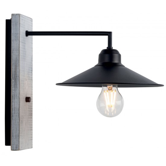 Απλίκα Ξύλο/Μέταλλο μαύρο Ε27