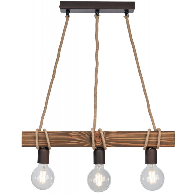 Φωτιστικό Πολύφωτο 3φ Ξύλο/Σχοινί Ε27