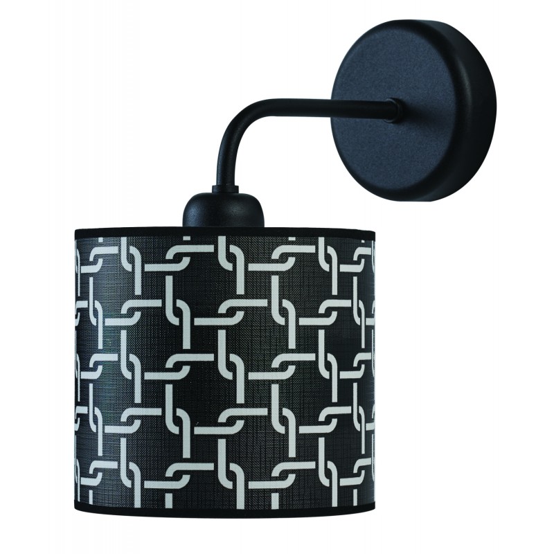 Απλίκα μέταλλο/Αμπαζούρ μαύρο/λευκό Ε27 Φ15