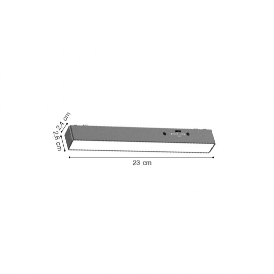 Inlight Γραμμικό φωτιστικό LED 7W 3CCT για Ultra Thin ράγα σε μαύρη απόχρωση D:23X2,6X2,4cm (TMU0040-Black)