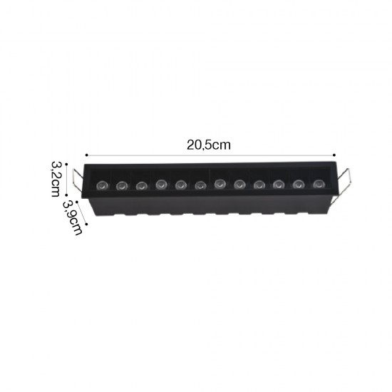 Inlight Downlight σποτ 12*3W 3CCT σε μα΄΄΄΄ύρη απόχρωση (X00210B)