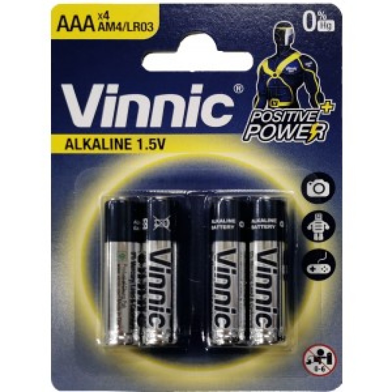 Μπαταρία Αλκαλική Vinnic 1.5V 1250 mAh μινιόν AAA LR03